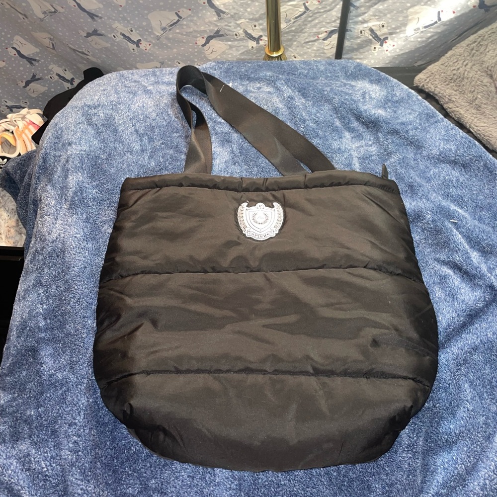 VICTORIAS SECRET PINK BLACK QUILTED BLACK TOTE BAG